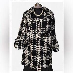 Takara Black and White Plaid Short Swing Jacket.